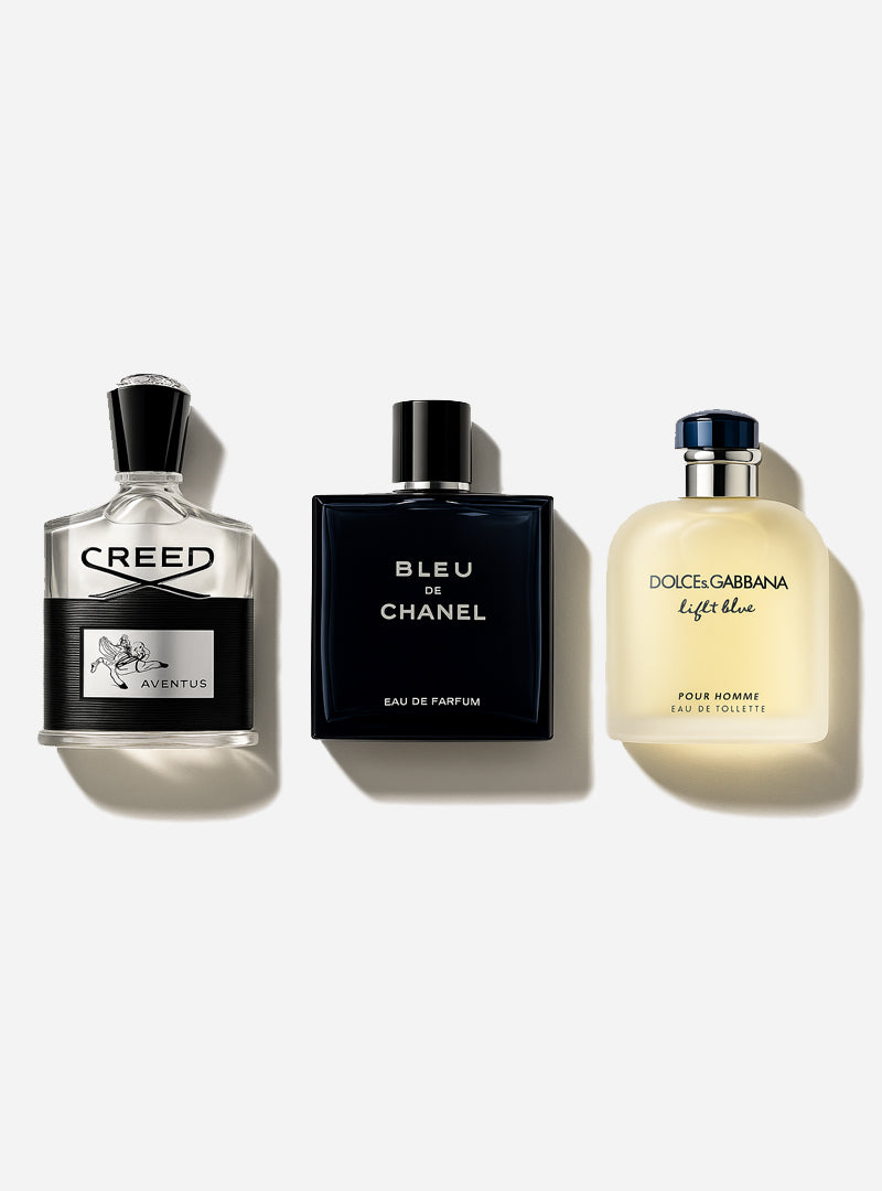 Combo de 3 perfumes Bleu de Chanel, Creed Aventus, Light Blue Dolce Gabbana 100ml